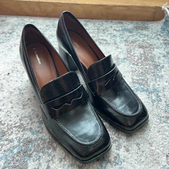 Reformation - Nadine Black Block Heel Loafers - Picture 2 of 7